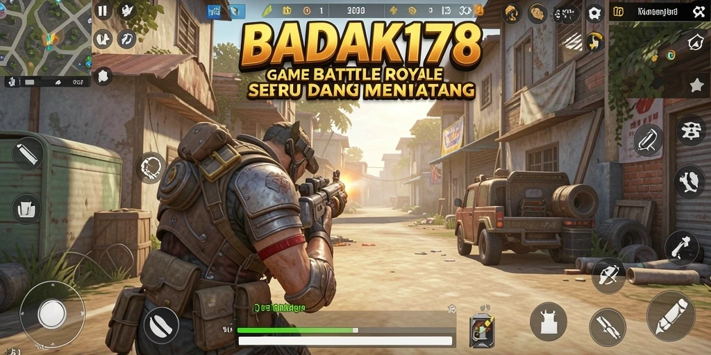 Tampilan gameplay Battle Royale yang seru dan mendebarkan.