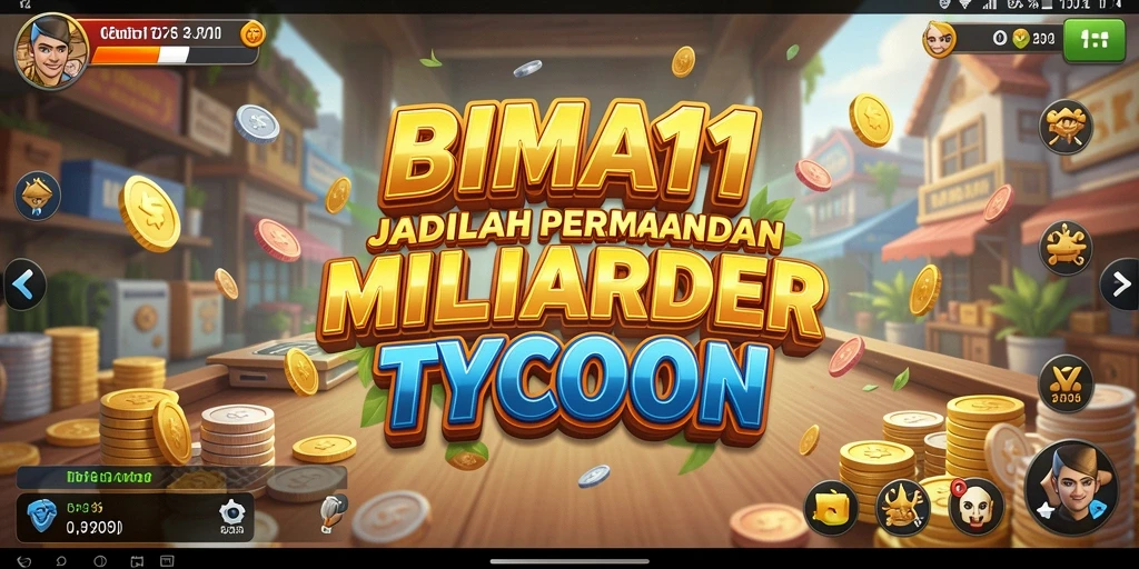 Screenshot gameplay BIMA11 menunjukkan aksi membangun kerajaan bisnis.