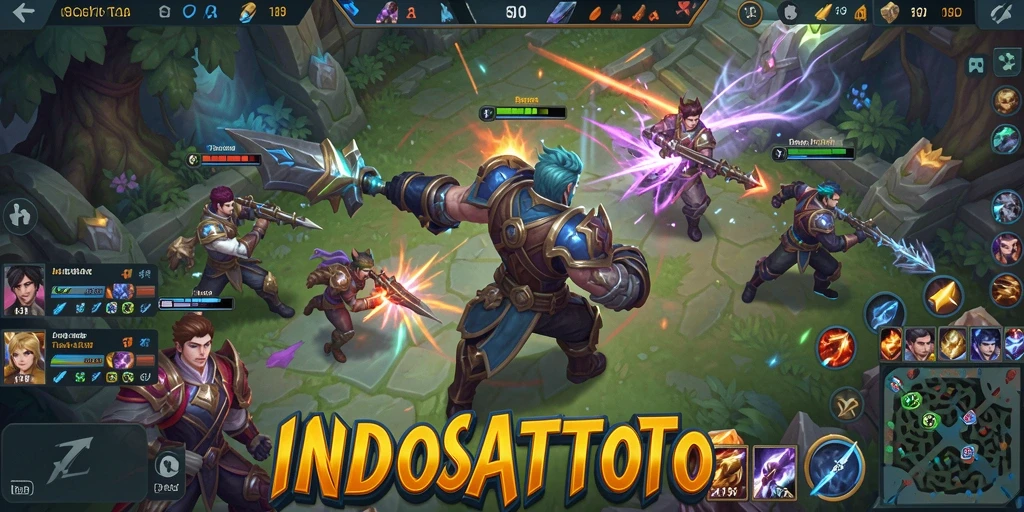Tampilan aksi seru di INDOSATTOTO dengan karakter MOBA.