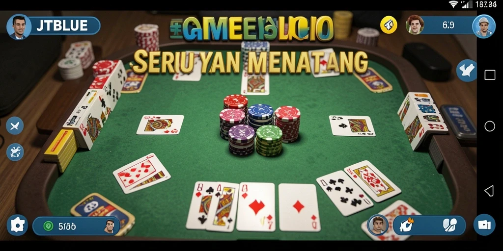 Screenshot Gameplay JTBLUE menampilkan suasana seru permainan Gaple.