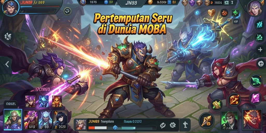 Gameplay seru dalam pertarungan MOBA yang dinamis.
