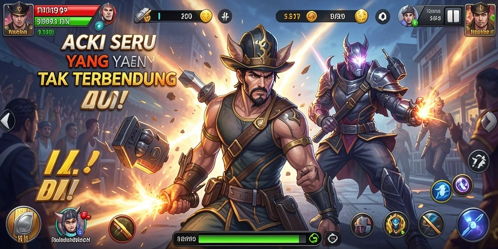 Screenshot utama RI889 menunjukkan pertarungan seru dalam gameplay Action.