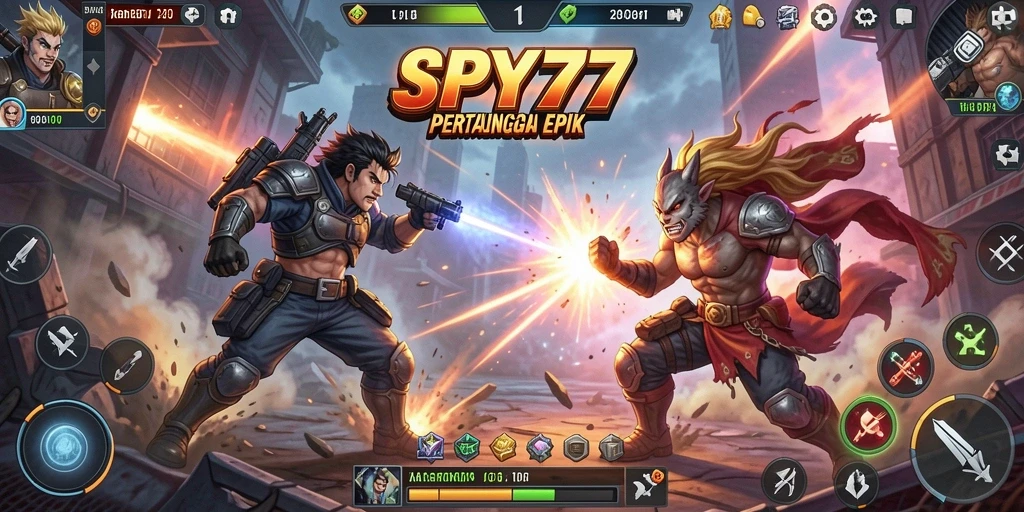 Tampilan gameplay SPY77 yang menegangkan saat pertarungan.
