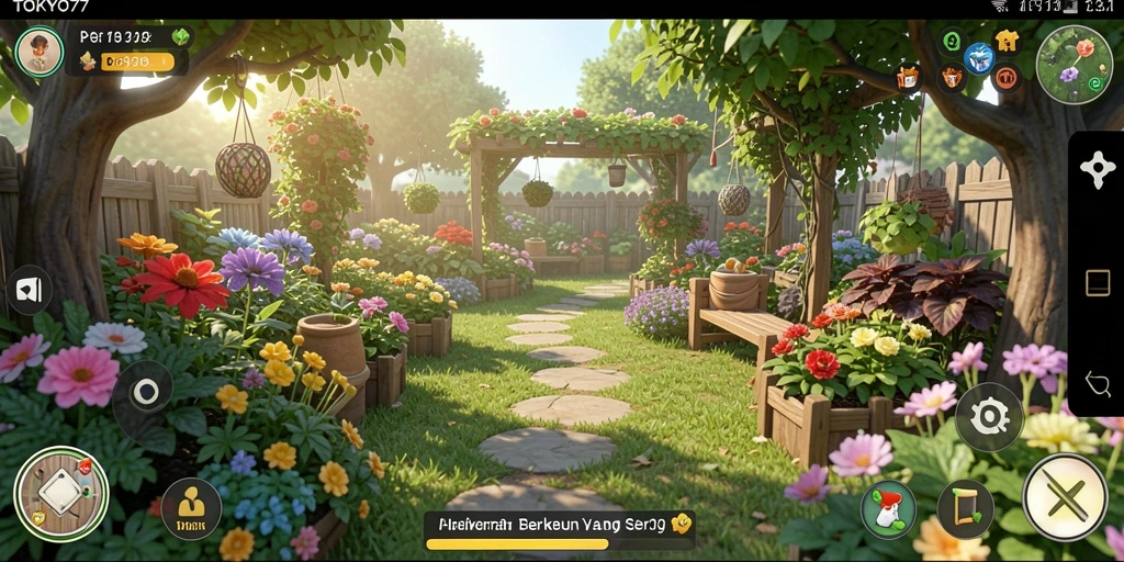 Tampilan gameplay <strong>TOKYO77</strong> yang seru saat bertani di ladang.