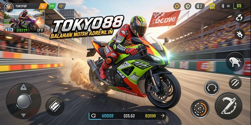 Screenshot TOKYO88 menampilkan aksi balap motor yang mendebarkan.