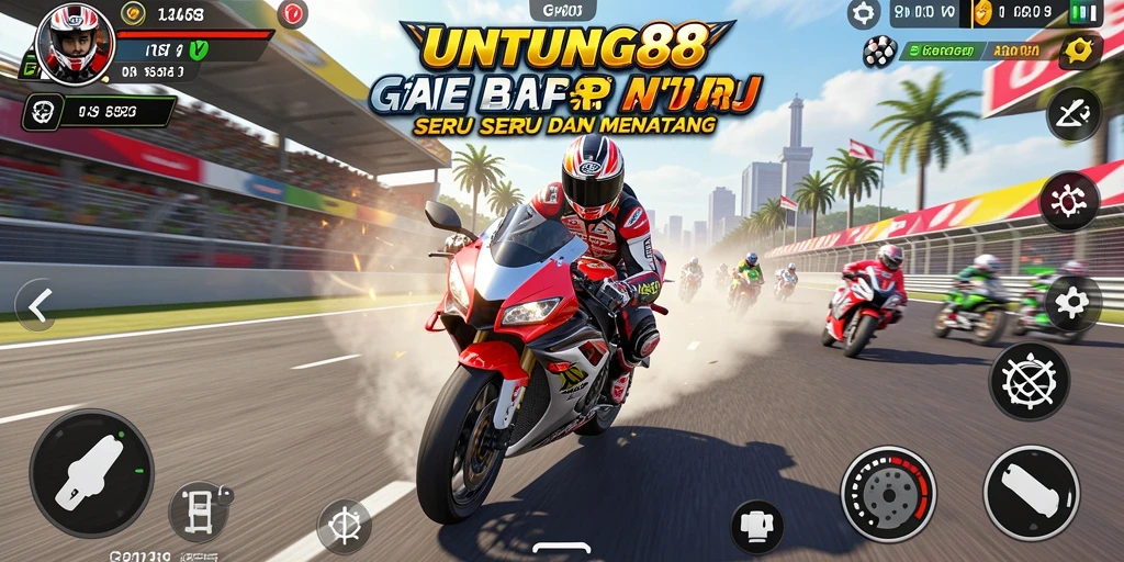 Screenshot gameplay UNTUNG88 menampilkan balapan motor yang intens.