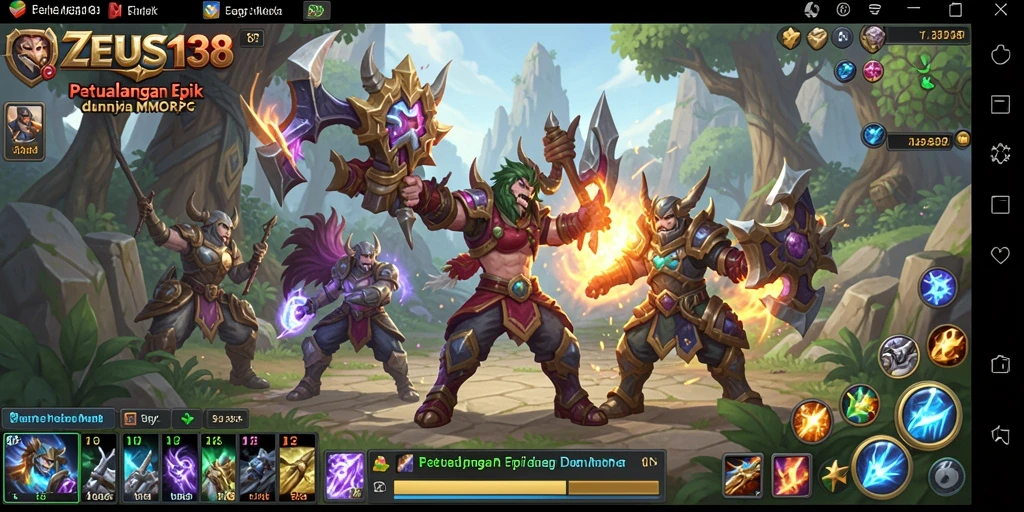 Tampilan gameplay ZEUS138 dengan aksi pertarungan seru di dunia MMORPG.