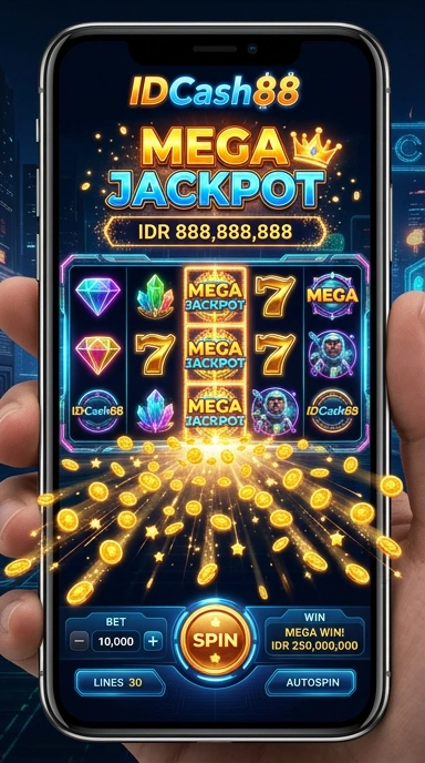 Tampilan utama aplikasi idcash88 dengan berbagai pilihan kategori.